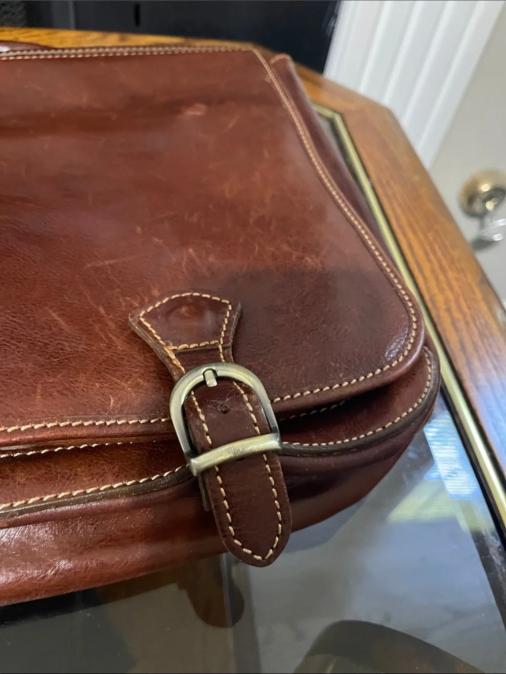 Men's Classic Brown Leather Briefcase - Professional Work Bag